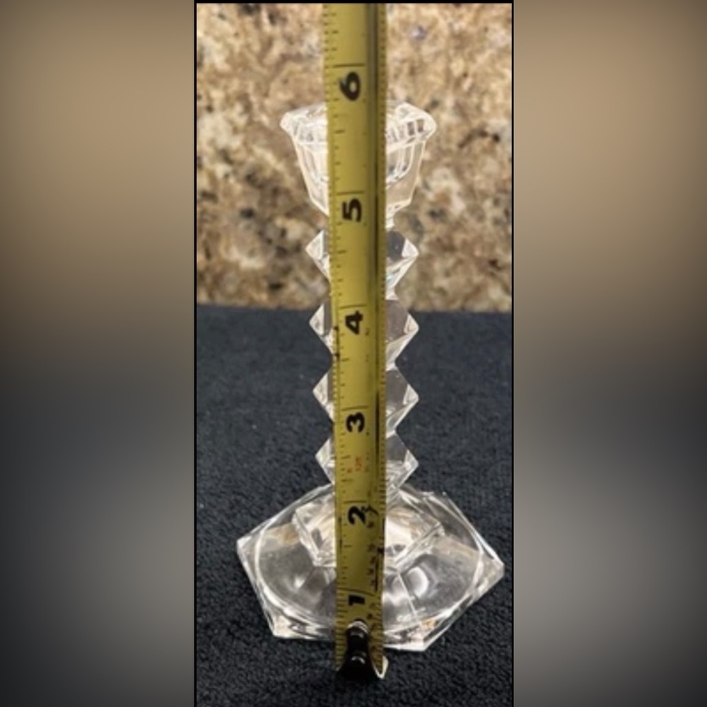 Mikasa Glass Taper Candle Holders Set Of 2 - Picture 7 of 8